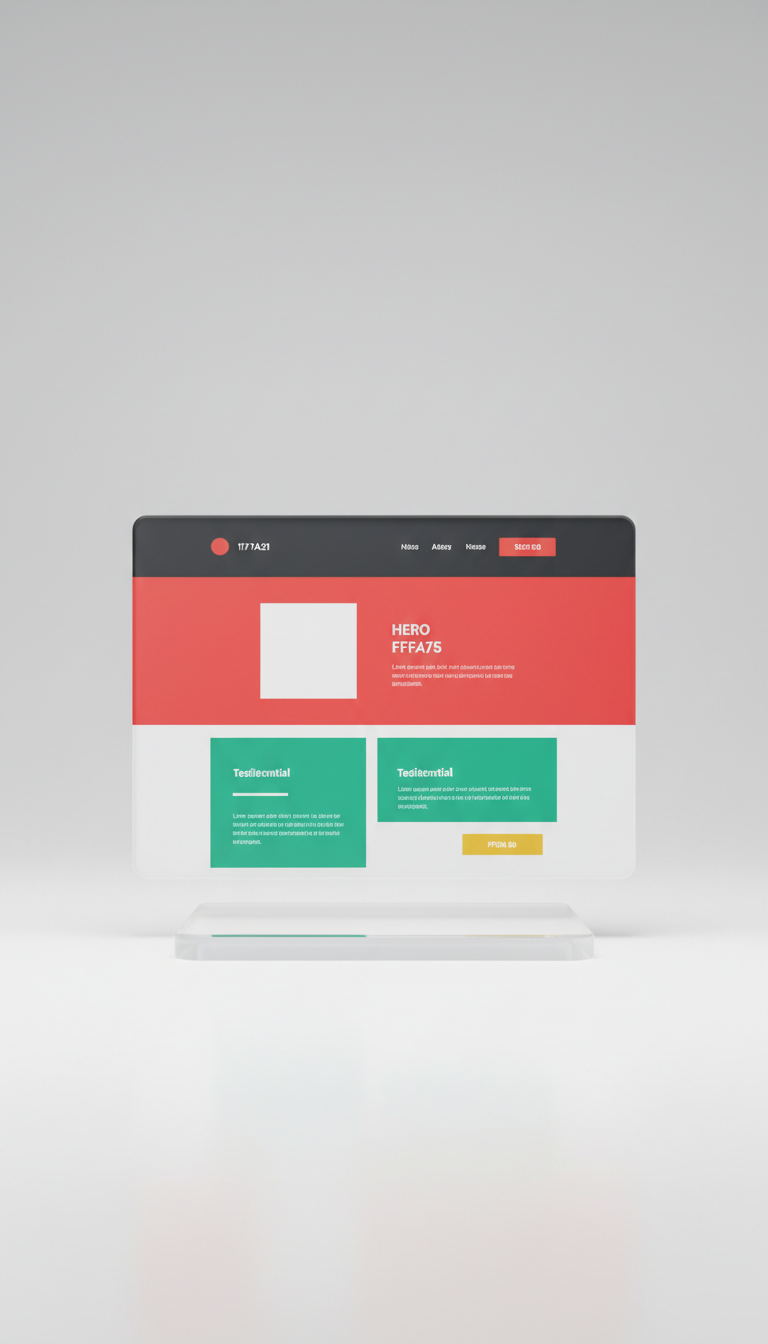 Flash Agency landing page on glossy plinth
